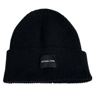 Michael Kors Black Reversible Knit Beanie Hat‎ Size One Size